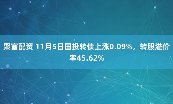聚富配资 11月5日国投转债上涨0.09%，转股溢价率45.62%