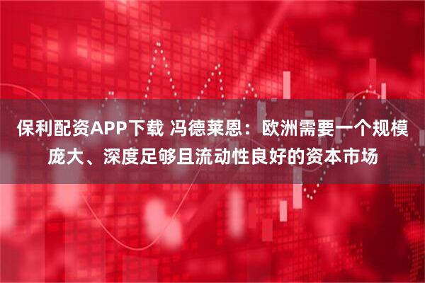 保利配资APP下载 冯德莱恩：欧洲需要一个规模庞大、深度足够且流动性良好的资本市场